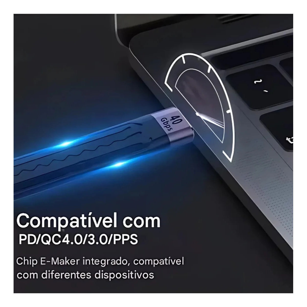 Cabo Usb Tipo C Thunderbolt 4 4k 40gbps 100w Usb 4.0 5a 13cm