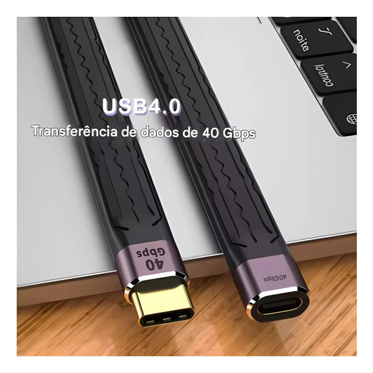 Cabo Usb Tipo C Thunderbolt 4 4k 40gbps 100w Usb 4.0 5a 13cm