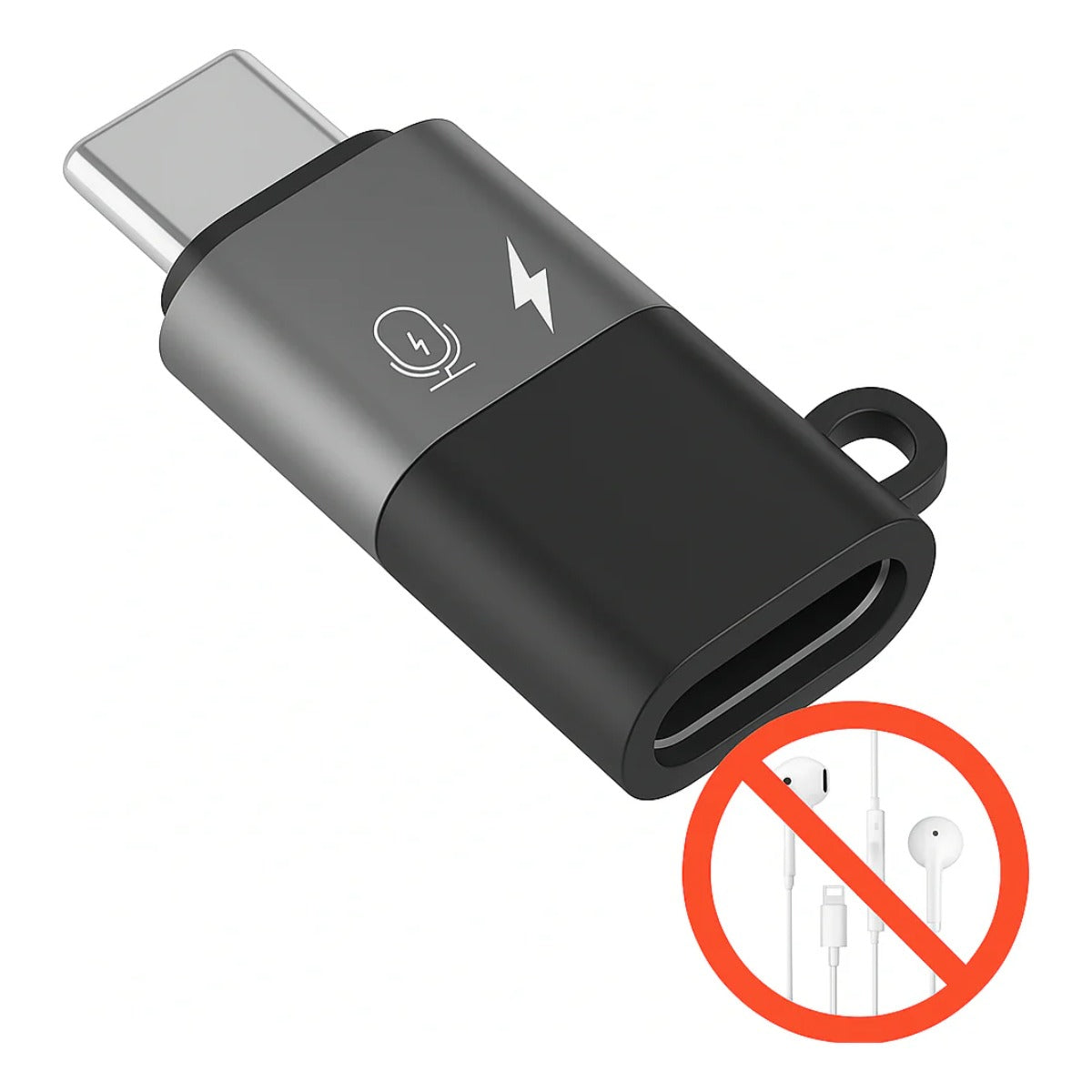 Adaptador de Lightning Para Usb C Para iPhone 15 16 Microfone Carregamento Cor Cinza - Sancai