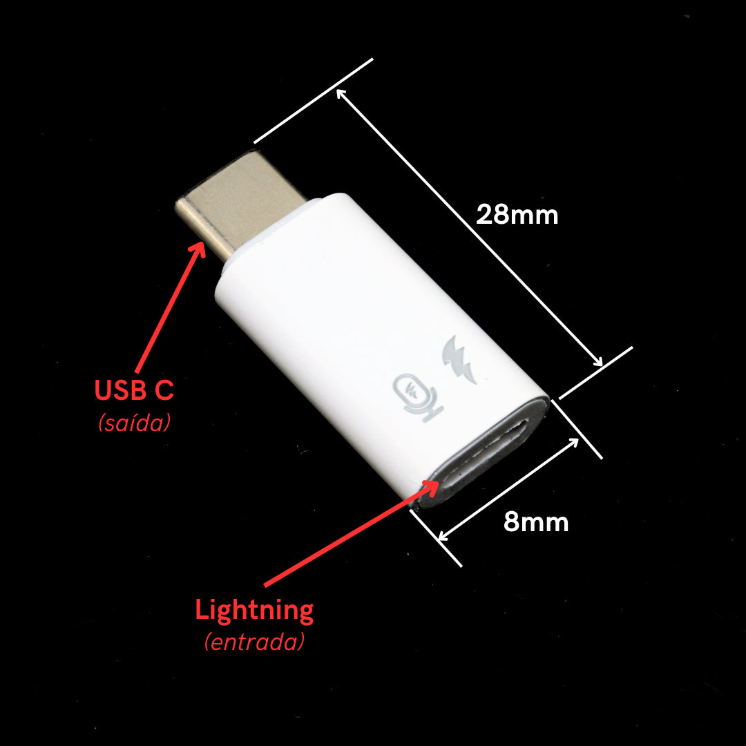Adaptador Otg Usb C X Compatível Lightning Fêmea Microfone lapela e carregamento