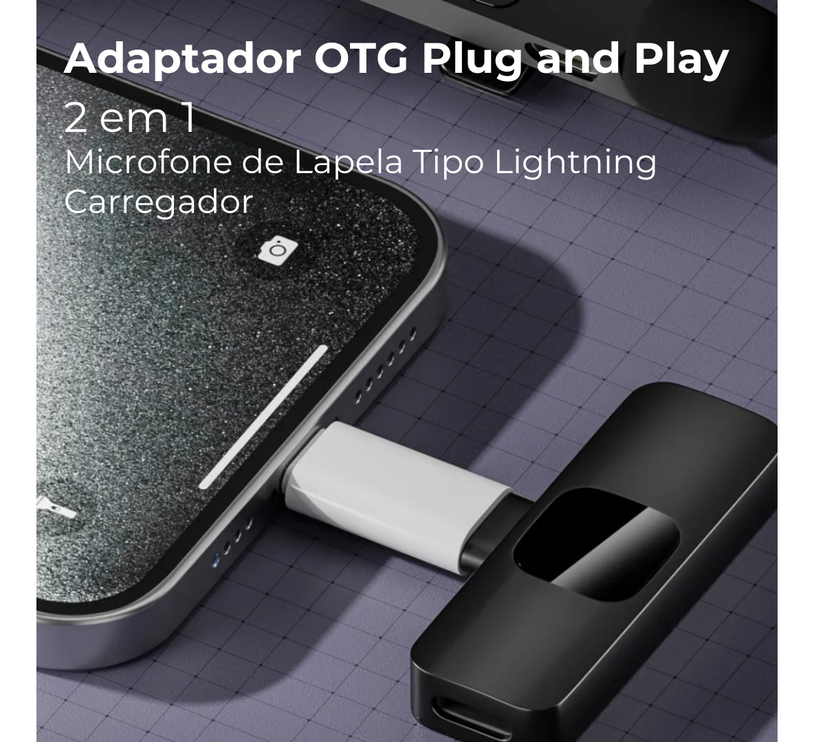 Adaptador Otg Usb C X Compatível Lightning Fêmea Microfone lapela e carregamento
