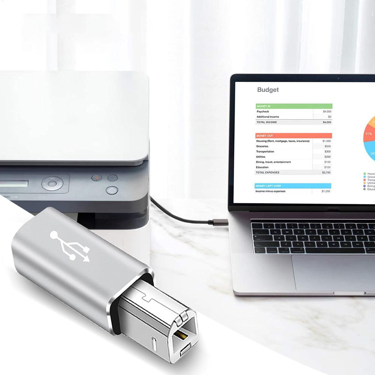 Adaptador De Impressora Piano Usb 2.0 Tipo C Tipo C Fêmea