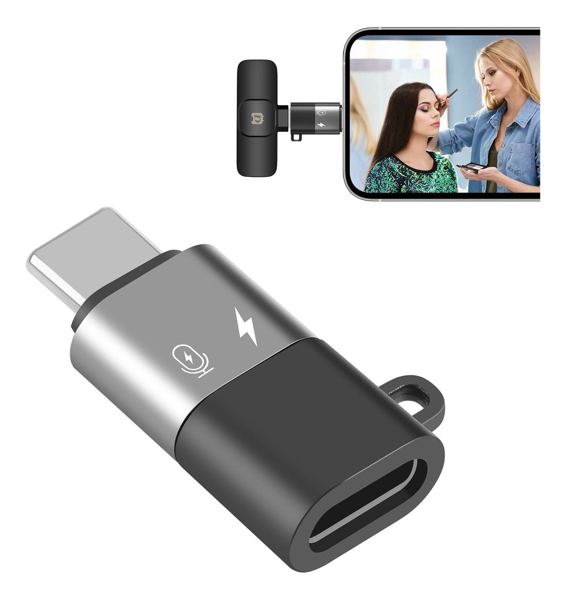 Adaptador de Lightning Para Usb C Para iPhone 15 16 Microfone Carregamento Cor Cinza - Sancai