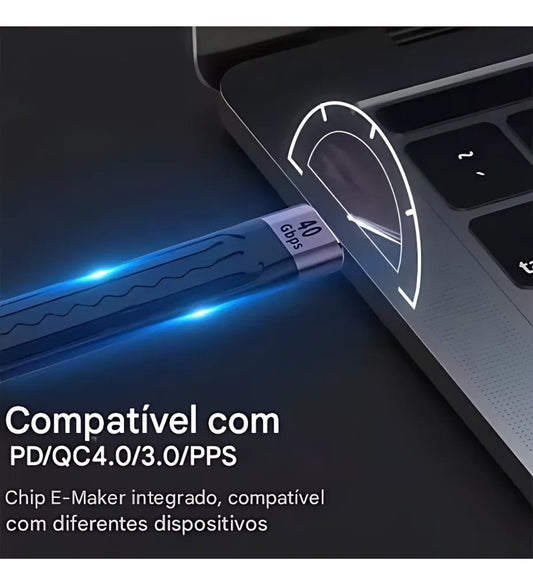 Cabo Usb Tipo C Thunderbolt 4 4k 40gbps 100w Usb 4.0 5a 13cm