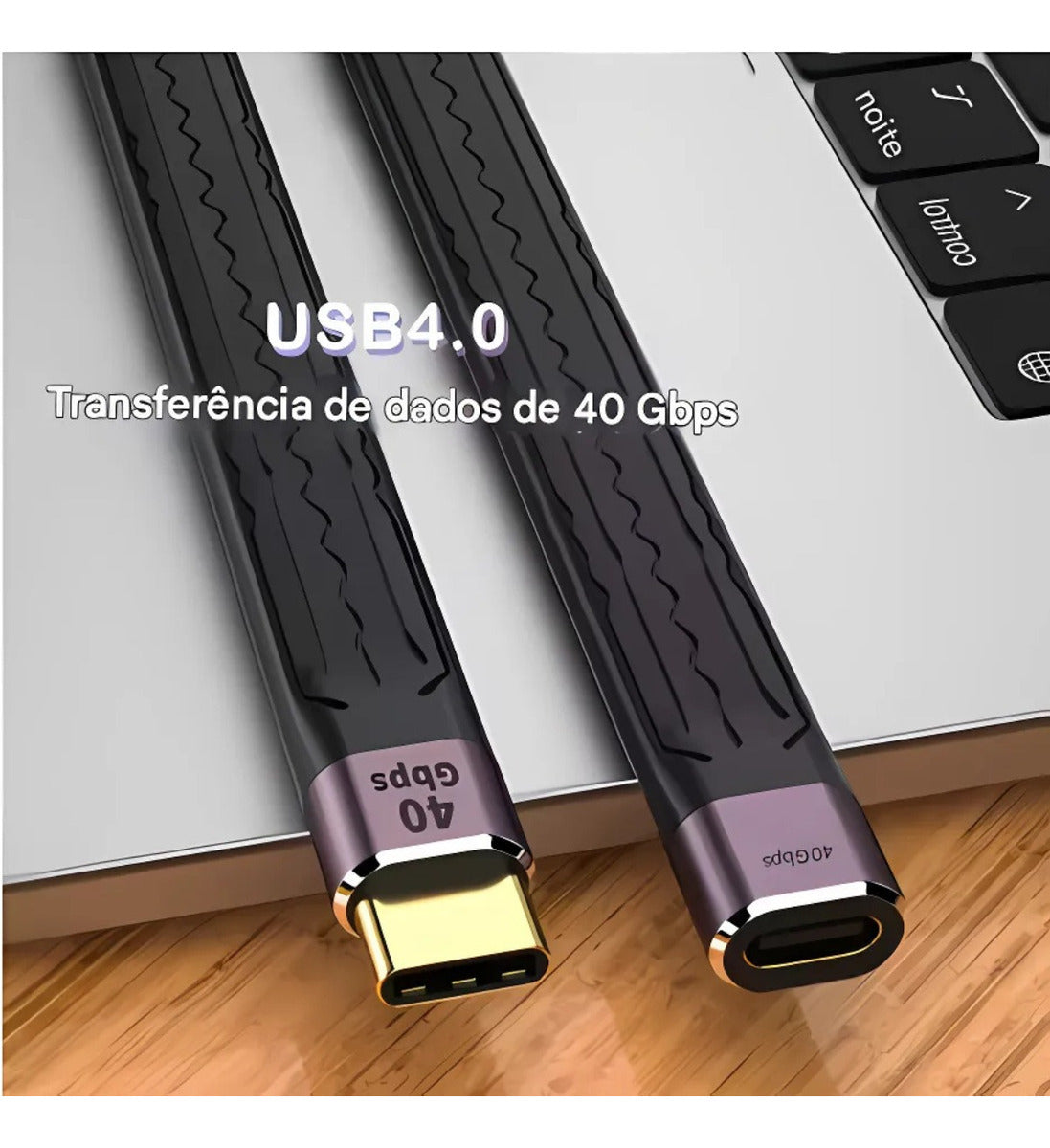 Cabo Usb Tipo C Thunderbolt 4 4k 40gbps 100w Usb 4.0 5a 13cm