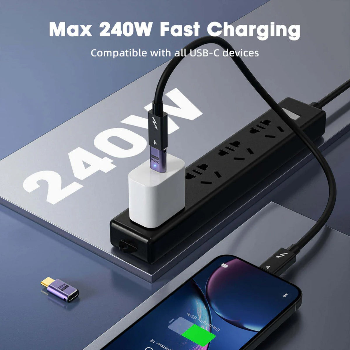 Adaptador Cabo Otg Usb C Macho Femea 40gbps 8k 60hz 240w