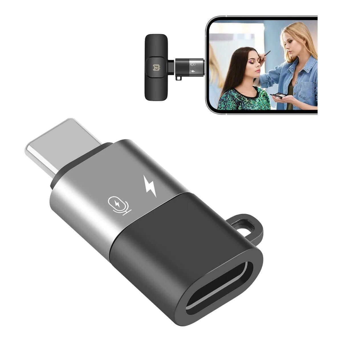Adaptador de Lightning Para Usb C Para iPhone 15 16 Microfone Carregamento Cor Cinza - Sancai