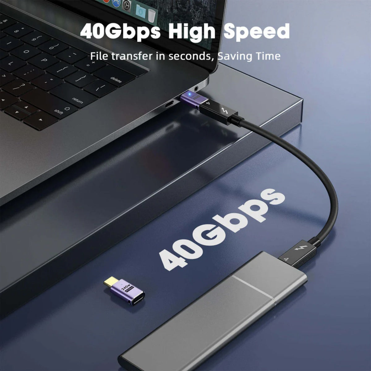 Adaptador Cabo Otg Usb C Macho Femea 40gbps 8k 60hz 240w