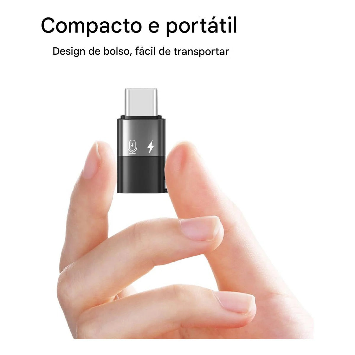Adaptador de Lightning Para Usb C Para iPhone 15 16 Microfone Carregamento Cor Cinza - Sancai