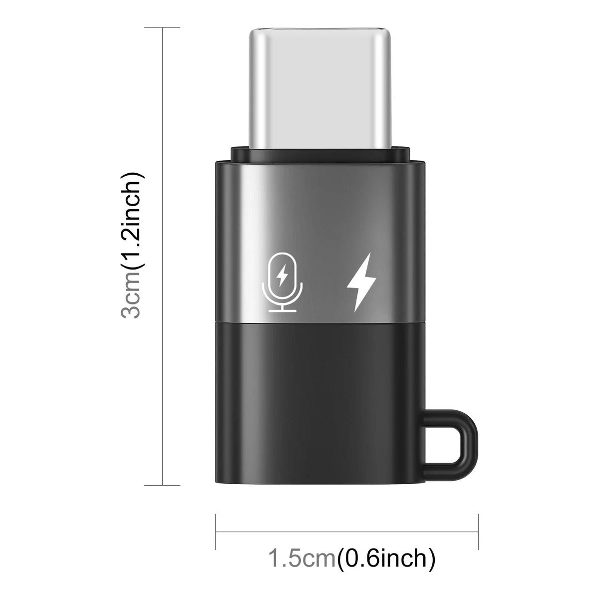 Adaptador de Lightning Para Usb C Para iPhone 15 16 Microfone Carregamento Cor Cinza - Sancai