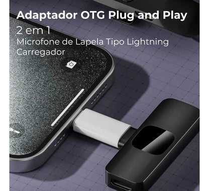 Adaptador Otg Usb C X Compatível Lightning Fêmea Microfone lapela e carregamento