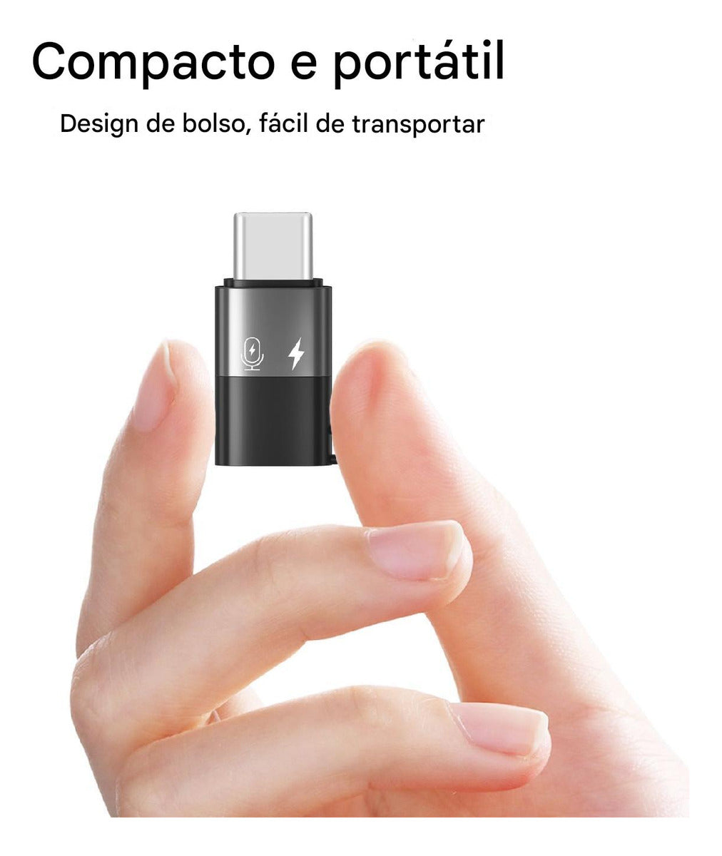 Adaptador de Lightning Para Usb C Para iPhone 15 16 Microfone Carregamento Cor Cinza - Sancai